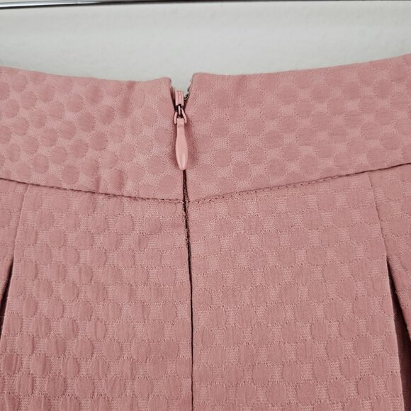 ELLE Sz 10 Y2K Pink Textured Pleated Skater Skirt Zipper Closure Lined Preppy - Picture 7 of 10
